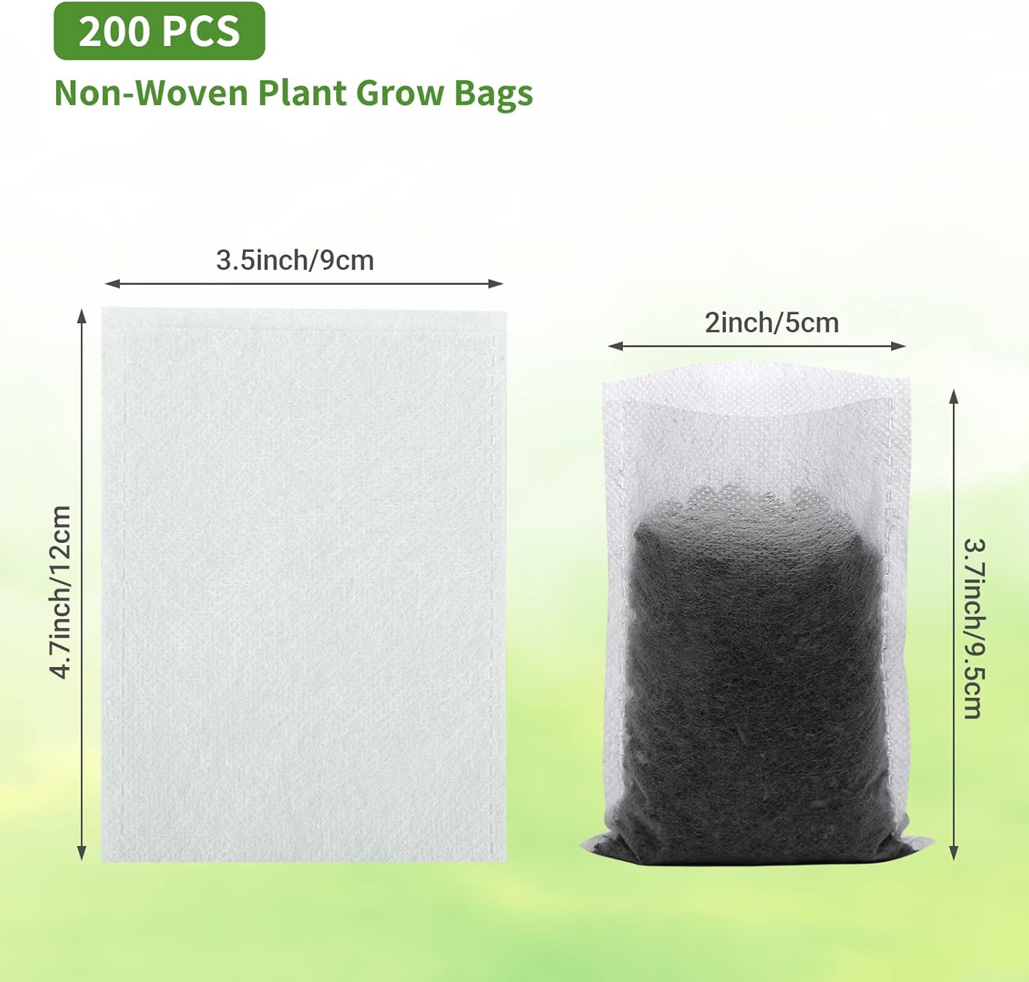 Non-Woven Seedling Grow Bags, Breathable Plant Nursery Pots for Herbs, Cuttings and Seed Starting, White, 8 x 10 cm โ image 2