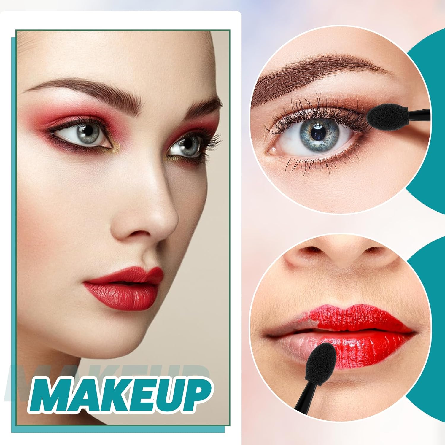 50 Pcs Eye Shadow Applicator Sticks, 1.9" Reusable Short Handle Dual Sided Sponge Cosmetic Brushes, Professional Disposable Single Head Soft Mini Portable — image 5