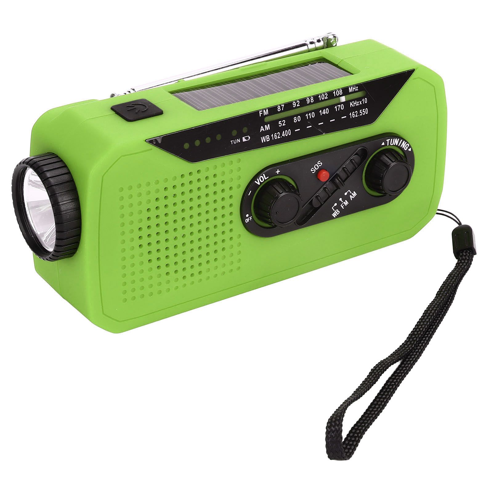 Emergency Radio Hand Power Generation Solar Radio with LED Flashlight 2000mah Charging for Camping HikingGreen US Type — image 6