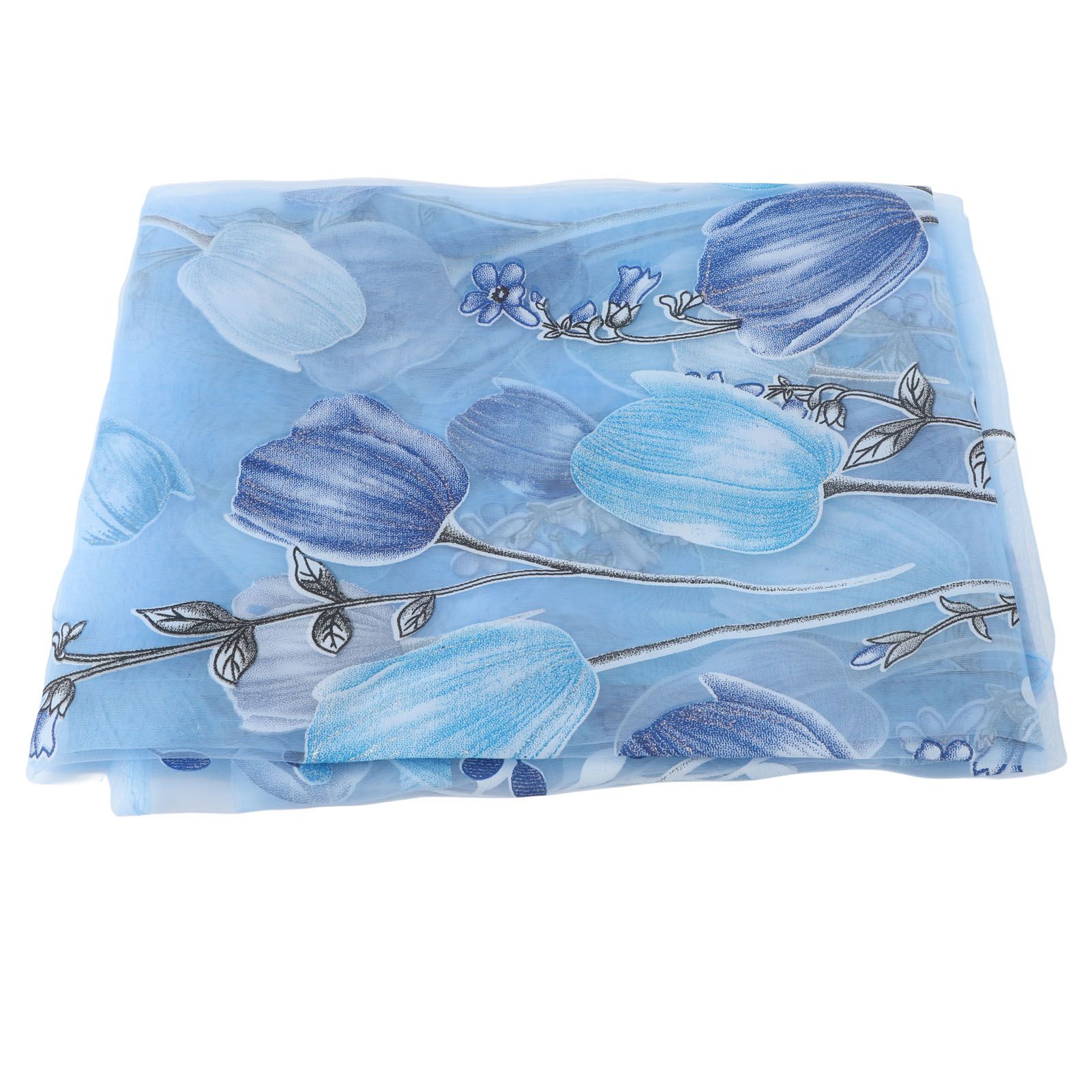 100*200cm Tulips Printing Tulle Curtains Sheer Drape Balcony Window Decoration Blue — image 6