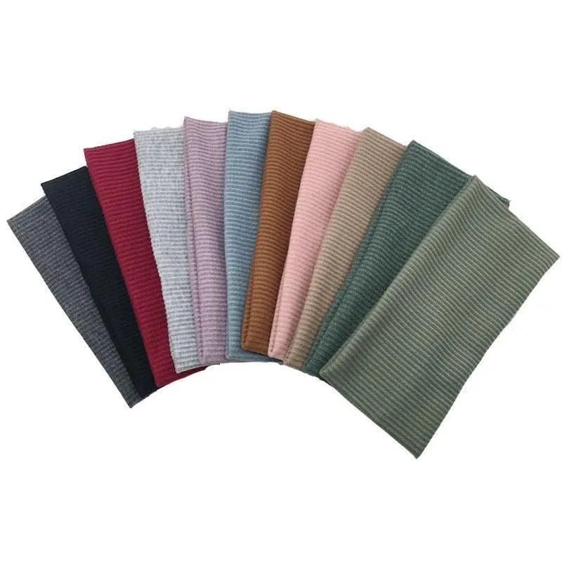 Women Headband Solid Wide Turban Knitted Cotton Hairband Girls Elastic Hair Band - Khaki — image 3