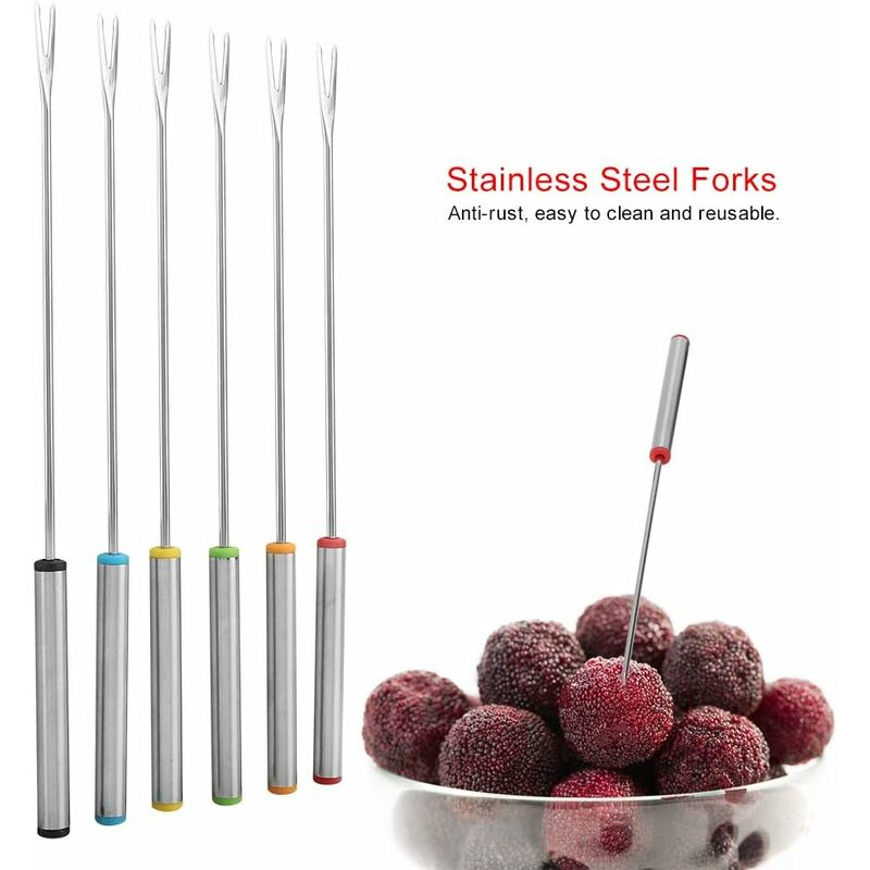 6 pcs Fondue Forks, Stainless Steel Fondue Forks, Chocolate Fondue Forks For Fruit Barbecue Pot Fork Fondue Skewers — image 2