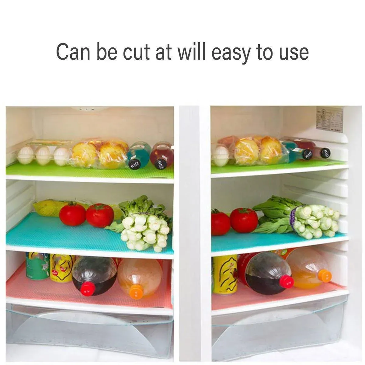 4PCS Cuttable Kitchen Anti-slip Mat Anti-fouling Refrigerator Drawer Liner Mat - Orange — image 5