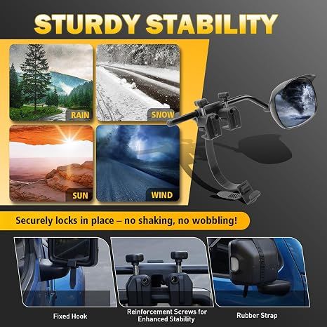 Universal Clip on Towing Mirrors Extensions for Towing, Side Mirror Extenders for Towing with RainProof, Convex Rearview Mirror, Tow Mirrors for Car Truck — image 5