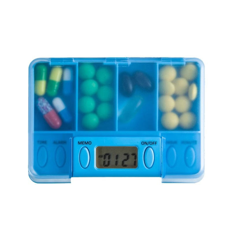Travel Pill Organizer with Alarm and Digital Timer, Portable Medicine Tablet Dispenser Case, Blue — image 3