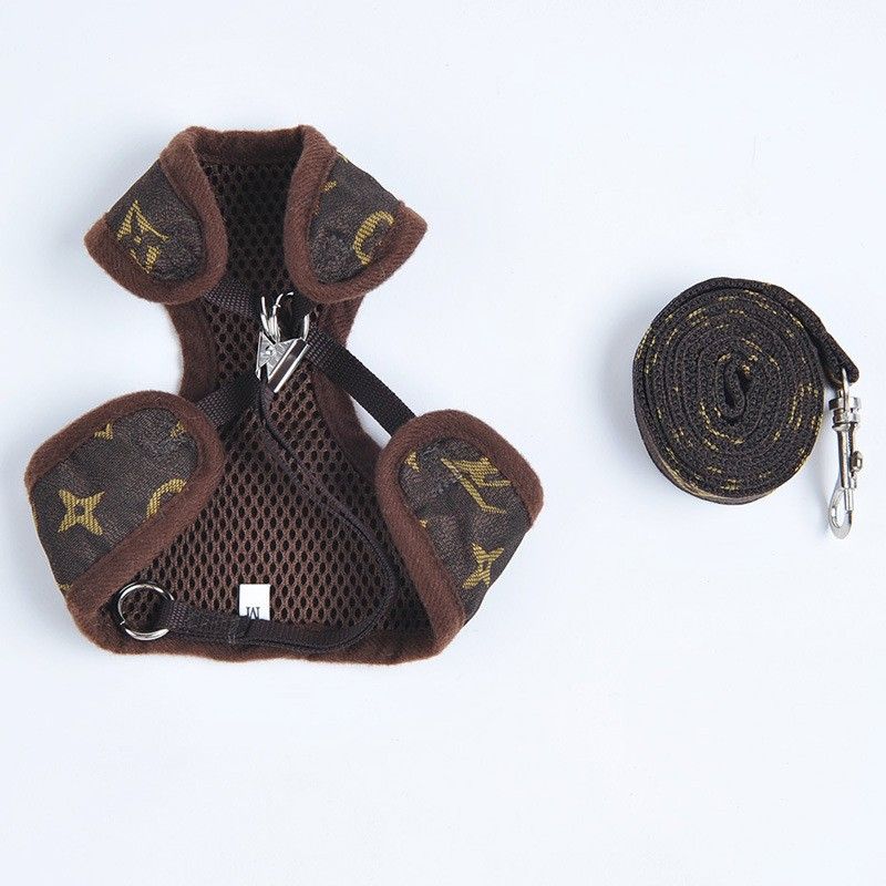 Happy Dog Harness Vest Adjustable Leash Set Polyester Old flower XL:0.12kg