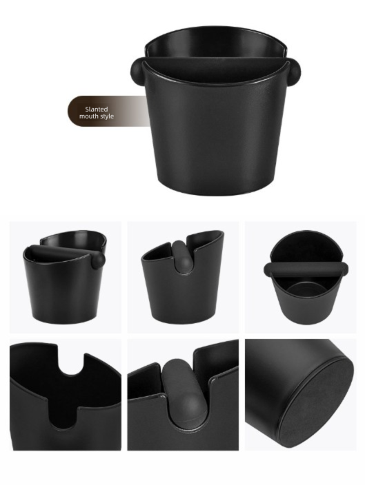 Compact Espresso Knock Box Angled Coffee Grounds Waste Bin with Anti-Slip Base and Rubber Bar for Home Baristas — image 3