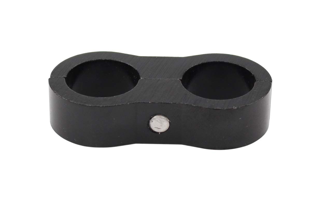 2 Pack Black AN10 10AN Billet Aluminum Nylon/Steel Braided Pipe Tube Dual Oil Fuel Water Line Hose Separator Clamp Tooling Mount โ image 4