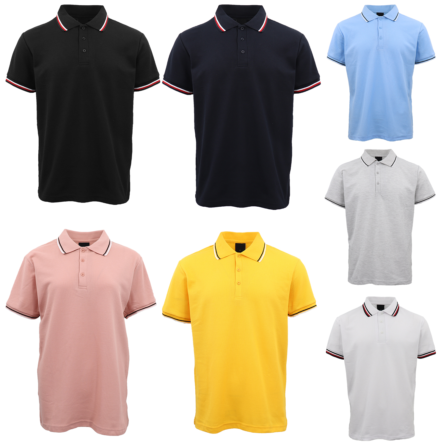 Men's Unisex Polo Shirts Basic Plain Breathable Tops Cotton Cascual Sport Shorts, White, 3XL โ image 2