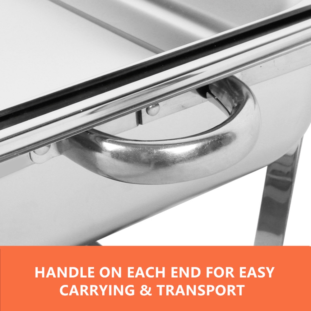 9L Chafing Dish Set Buffet Pan Bain Marie Bow Stainless Steel Food Warmer (3x3L) — image 5
