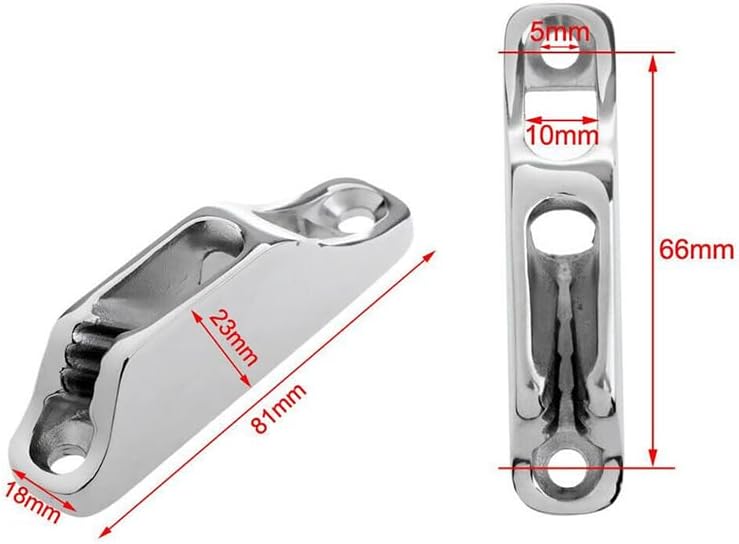 2pcs Boat Rope Clam Cleat 18 × 82mm Stainless Steel for 3 to 5mm Line fit Kayak — image 2