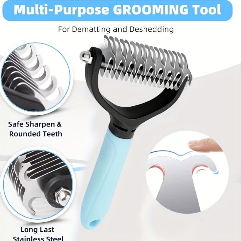 Professional Pet Dematting Comb for Dogs and Cats - Stainless Steel Grooming Tool for Removing Tangles, Mats, and Loose Undercoat Hair, Ideal for Long-Haired — image 5