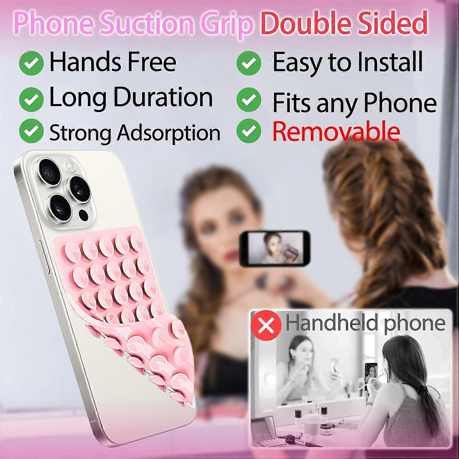 New Silicone Suction Cup Phone Case Mount Double Sided, Phone Accessory Handsfree Strong Grip Holder for Selfies and Videos White โ image 2