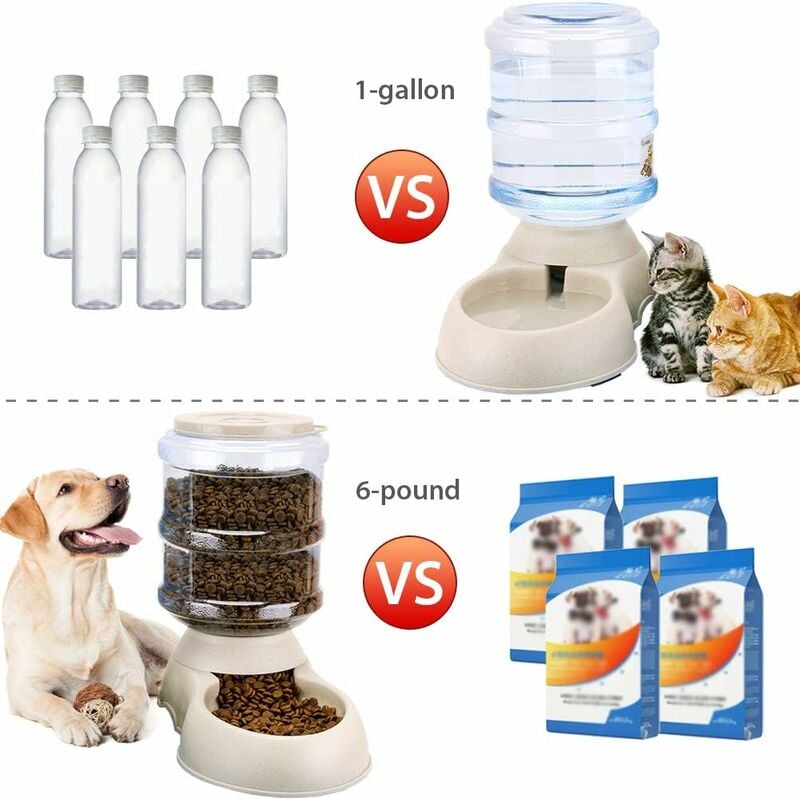 Automatic Pet Food and Water Dispenser, Automatic Water Fountain, Automatic Drinking and Feeding Bowl for Cat/Dog/Pet 3.8L x 2pcs โ image 2