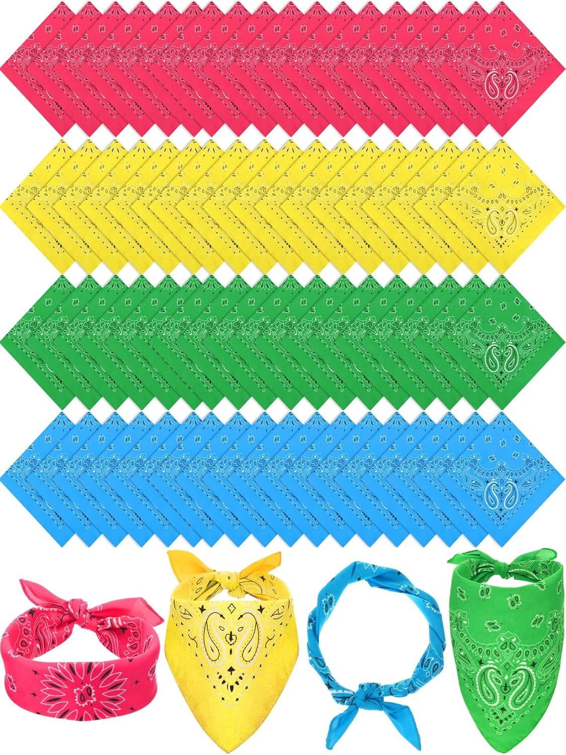 72 Pieces Paisley Bandanas Bulk Cowboy Paisley Bandanas Unisex Head Wrap Scarf for Western Party Costume