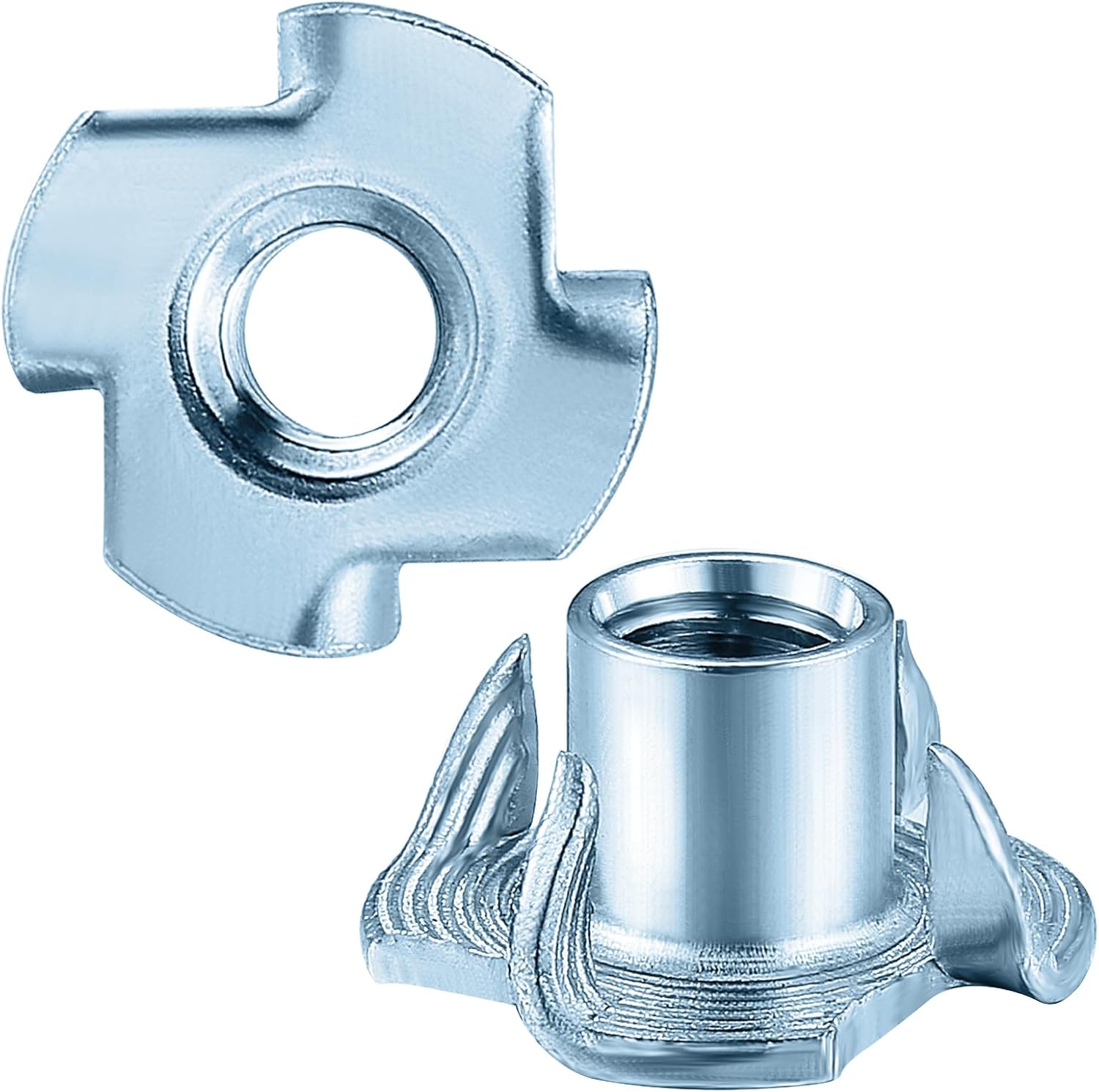 T-Nuts 1/4 * 20 (100 pcs), zinc Plated Steel, for Wood, Climbing Holds and cabinets โ image 3