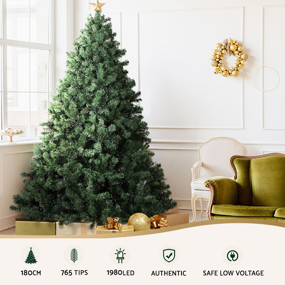 Jingle Jollys Christmas Tree 1.8M Xmas Tree Decorations 1980 LEDs 8 Light Mode — image 3