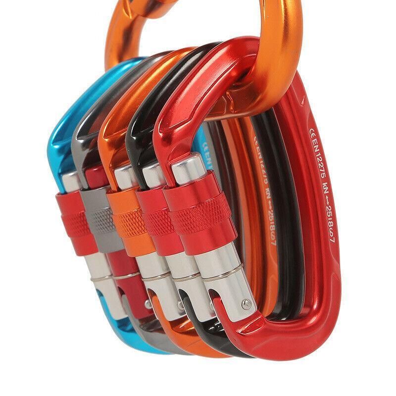 25KN Screwgate Locking Rock Climbing Carabiner Clip Aluminum D Ring Hook Buckle - Orange โ image 4