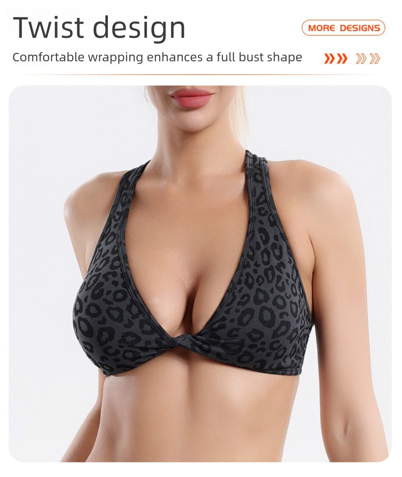 Leopard Print Yoga Set - Twist Front Sports Bra with Criss Cross Back and High Waisted Butt Lifting Shorts(Size:M) โ image 5
