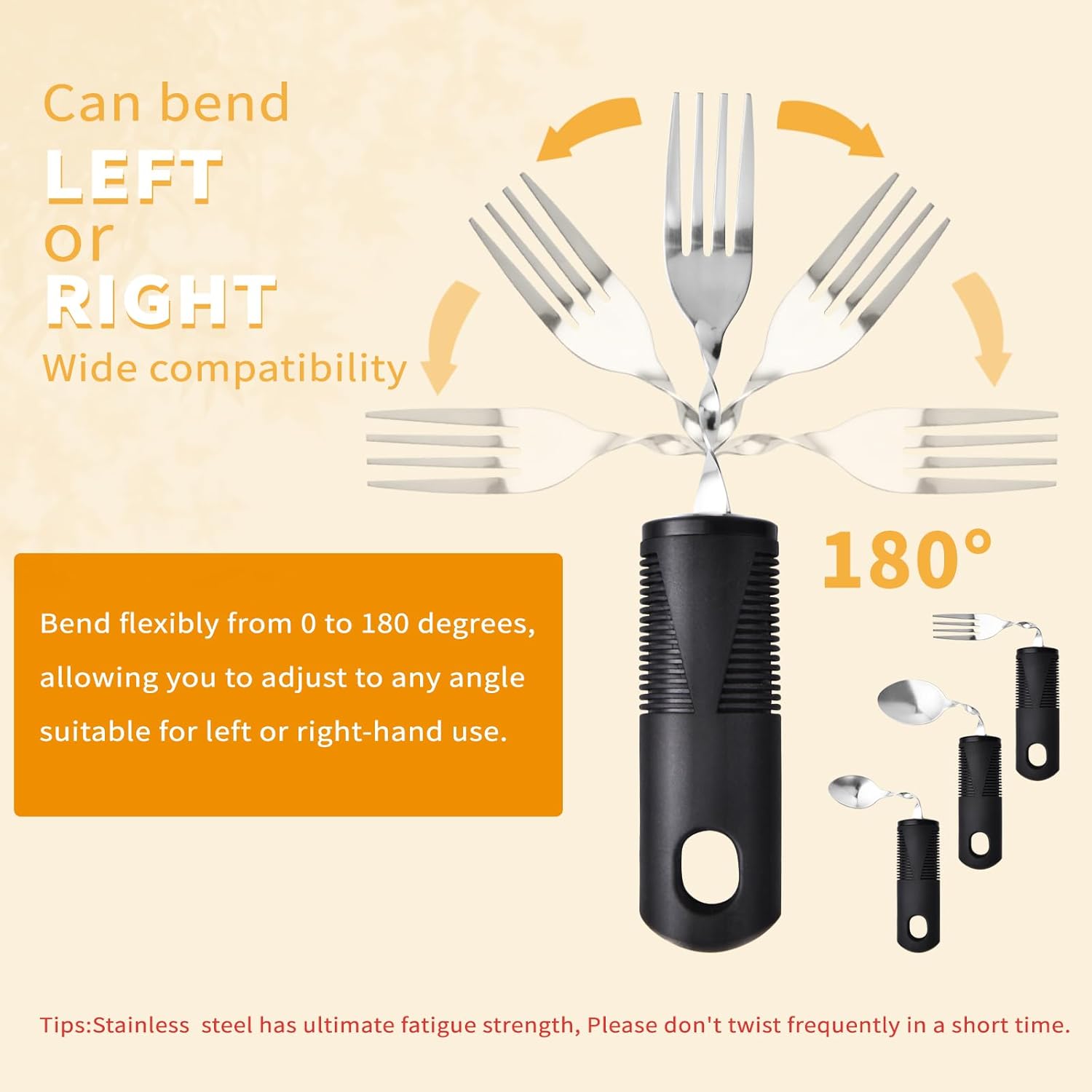Foldable cutlery - Four-piece cutlery set - Weighted cutlery for hand tremors - Weighted silverware for Parkinson's disease patients - Arthritic hands — image 2