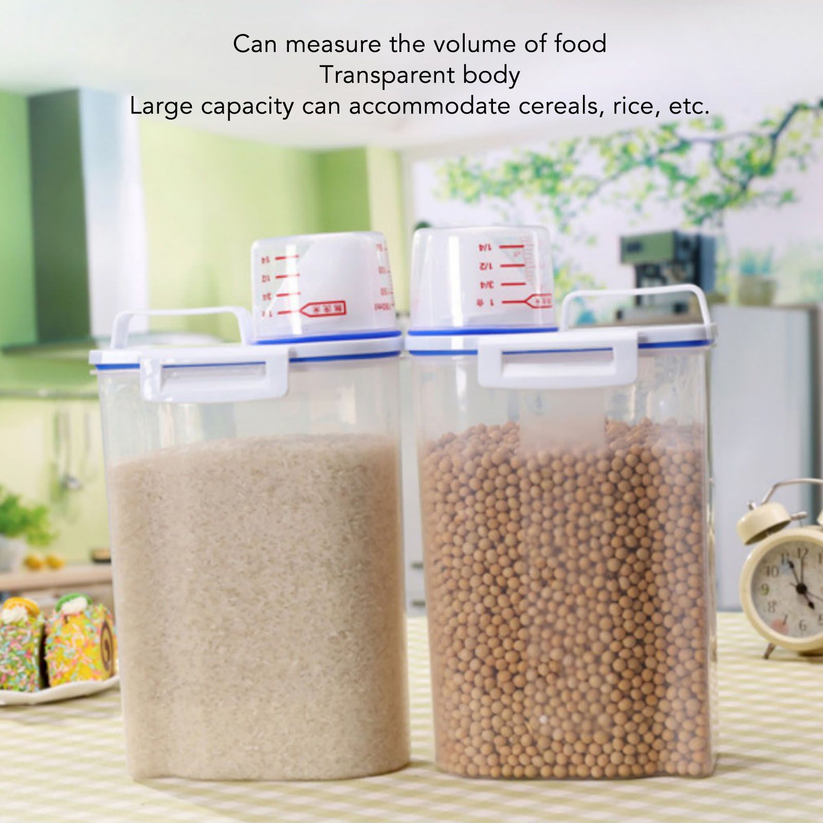 Rice Container Portable Compact 2kg Capacity Box Design Food Grade PP Plastic Airtight Food Storage Container Transparent Color โ image 4