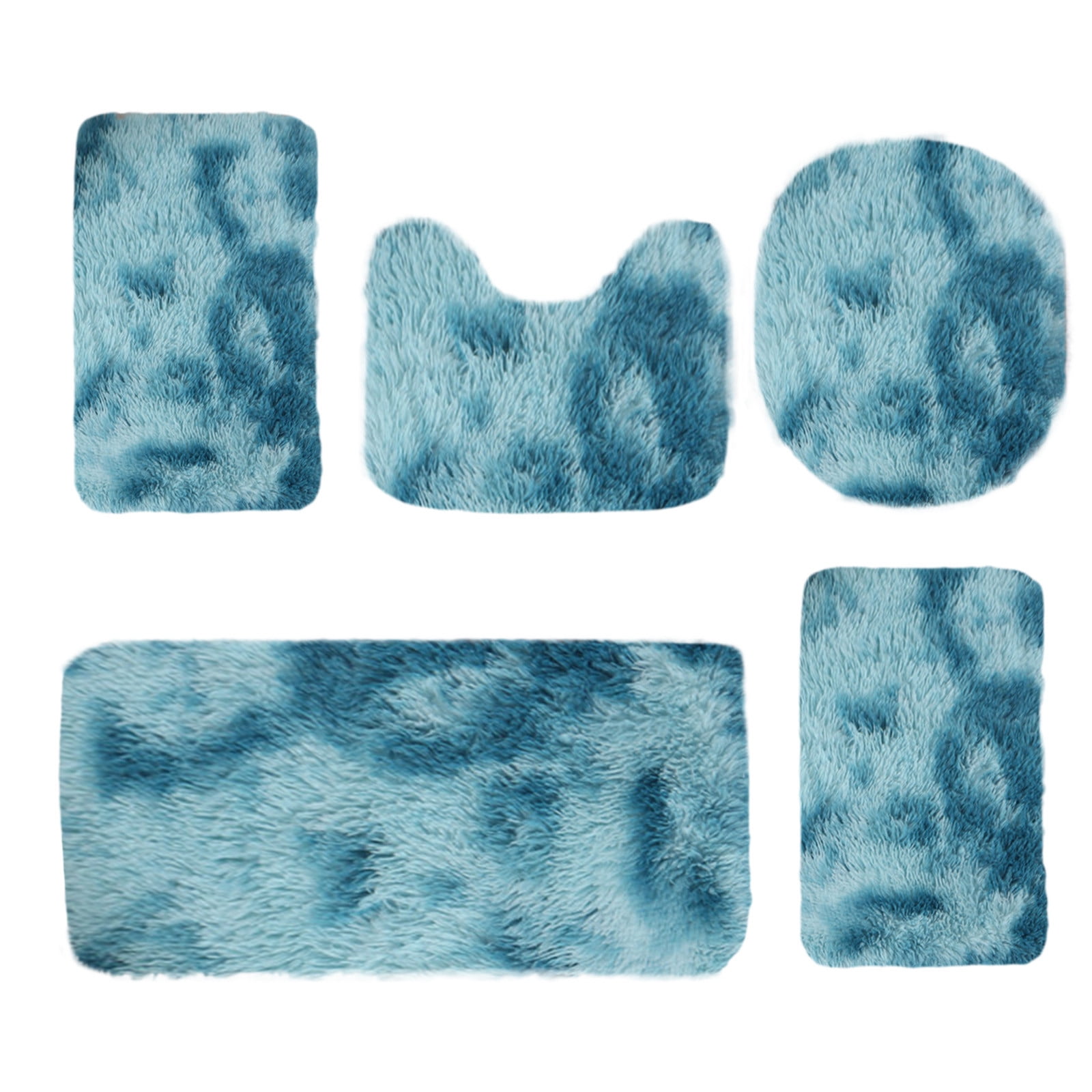 Tie-Dye Bathroom Rugs Sets, Non-Slip Bath Mat Set 5 Piece, Soft Comfortable Washable Bathroom Mat Set, Quicker Dry Bathroom Rug with Toilet Rug Blue — image 2