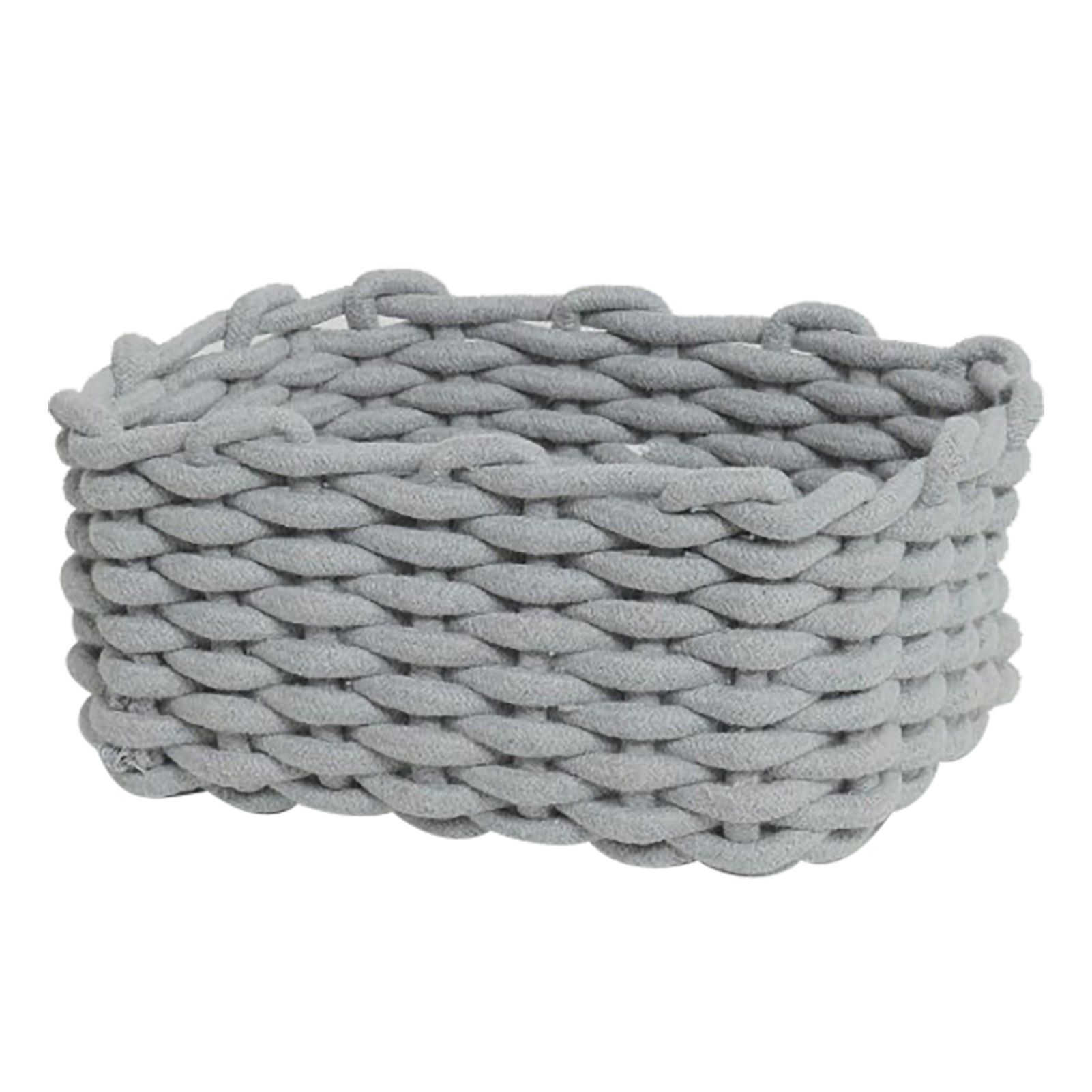 Cotton Rope Storage Basket Hand Knitting Nordic Style Desktop Storage Organizer for Key Snacks Underwear Grey 30 × 22 × 14cm/11.8 × 8.7 × 5.5in