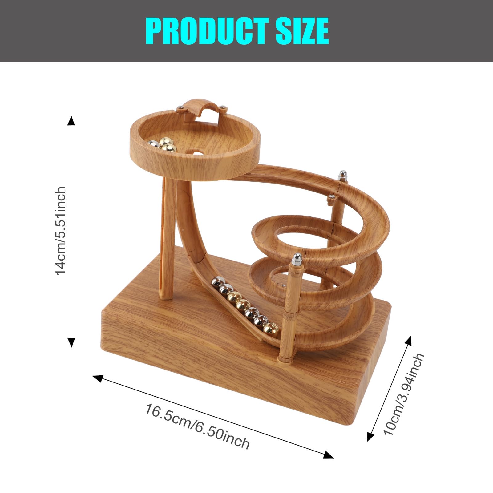 Electromagnetic Perpetual Motion Toy with Built-in Battery – Scientific Desk Decor, Stress Relief & Cat Play Item, Continuous Rolling Ball Art (Wooden) — image 3
