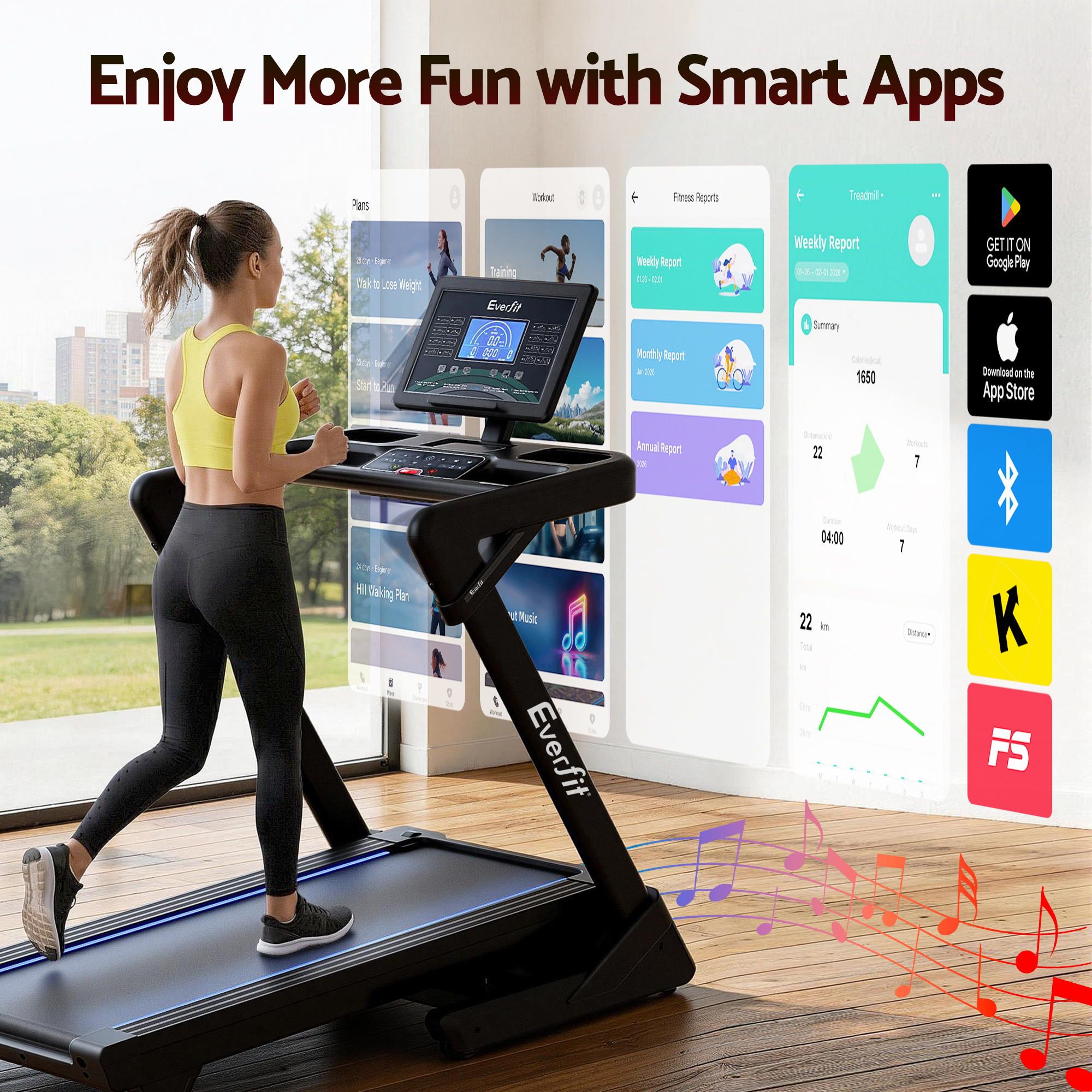 Everfit 500mm Wide Belt Treadmill 30% Auto Incline Foldable Treadmills for Home with LED Lights — image 5