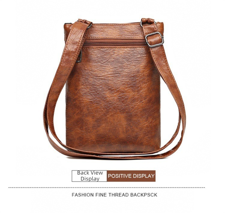 Brown Women's Crossbody Bag Soft PU Leather Shoulder Phone Bag Vintage European Style Small Messenger Purse — image 5
