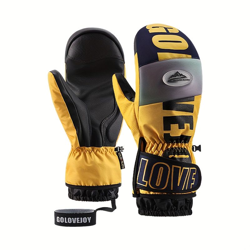 Winter Ski Mittens Waterproof & Windproof for Outdoor Snow Sports, with Touchscreen Compatibility, Fleece Lining, Anti-Slip Palm, Adjustable Wrist Strap, and