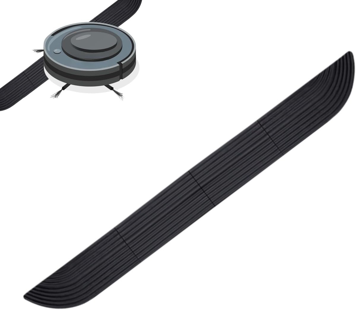 Threshold ramp - 68 × 5 cm - Threshold ramp for robot vacuum cleaner - Rubber Ramp - Threshold plate - Adjustable - Ramp - for robot vacuum cleaners