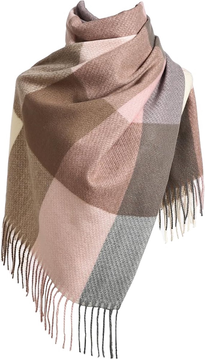 Women's Scarf - 180 × 70 cm - Women's Fashion Scarf - Winter Scarf - Women's Scarf with Scottish Pattern and Fringes - Soft & Warm - Long Warm Checked Winter