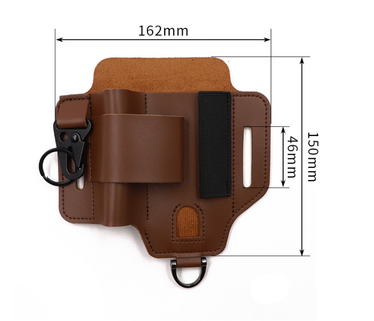 2-piece Black Outdoor EDC Tactical Tool Waist Bag - Multi-Functional Belt Storage Pouch with Flashlight, Copper Sleeve, and Survival Knife Holder โ image 4