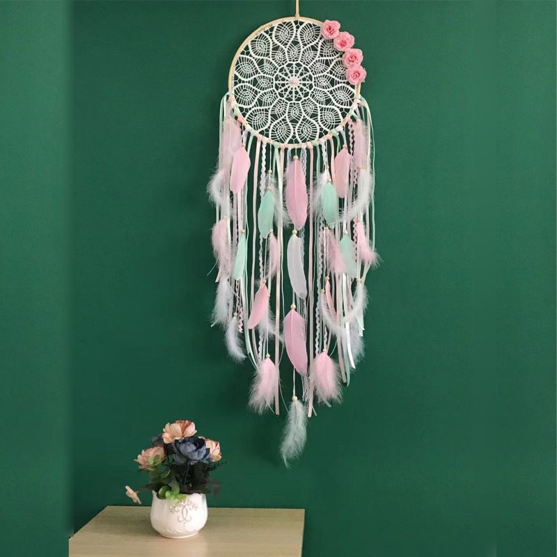 Colorful Dream Catchers,Handmade Feather Native Circular Net for Boys Bedroom Wall Hanging Decoration Wall Art Ornament Craft — image 2