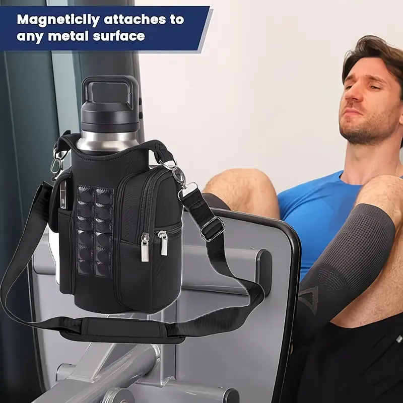 Black Double Row 12 Magnet Sports Water Bottle Bag: Magnetic attachment stays rock-solid, multi-scenario compatibility frees your hands, thickened โ image 5