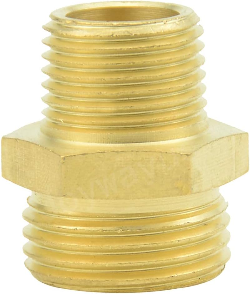 3/4" GHT Male x 1/2" NPT Male Brass Pipe Fittings Hex Nipple Adapter(Pack of 2) — image 4