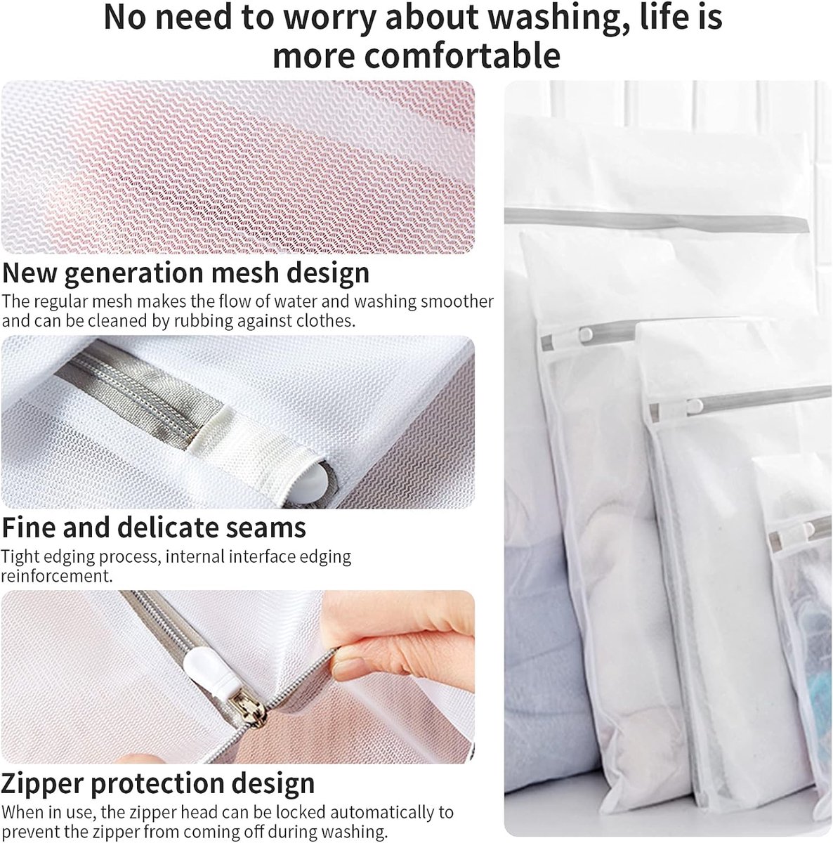 Set of 3 Mesh Laundry Bags - Laundry Nets - Groot Laundry Net - Durable Bags - Delicate Clothes - Perfect for the Washing Machine - Jackets - Jeans - 30 x 40 โ image 4