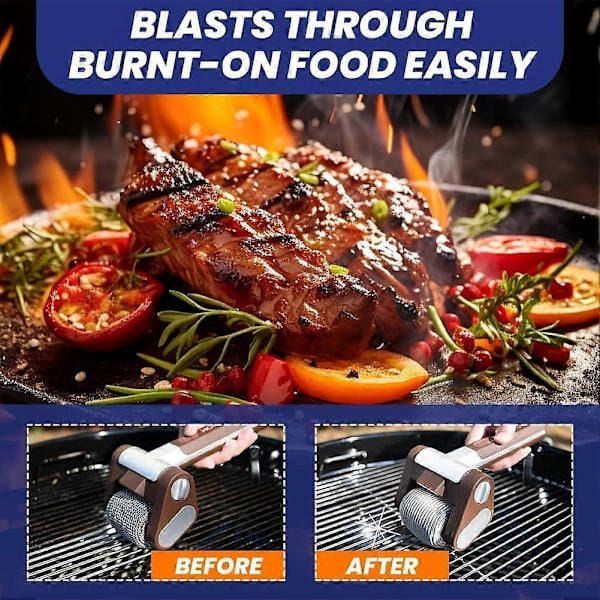 Cordless Brushless Electric Grill Cleaner, Rotating BBQ Grill Cleaning Brush, Brown Wireless Grill Scrubber for Outdoor Barbecue Grills — image 4