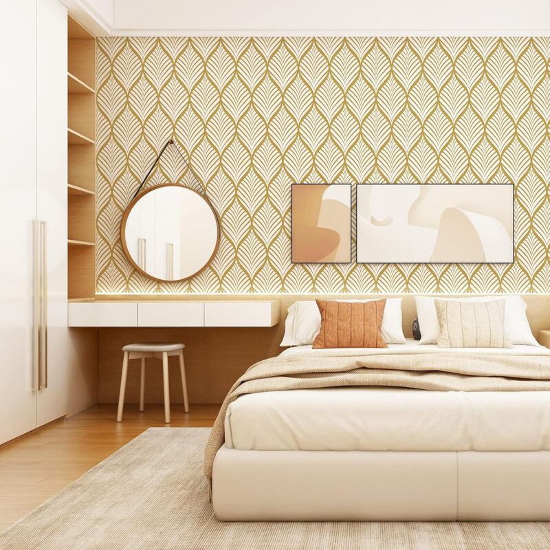 Modern Minimalist Yellow And White Geometric Pattern Wallpaper Waterproof Self-Adhesive Vinyl Film For Bathroom Living — image 4