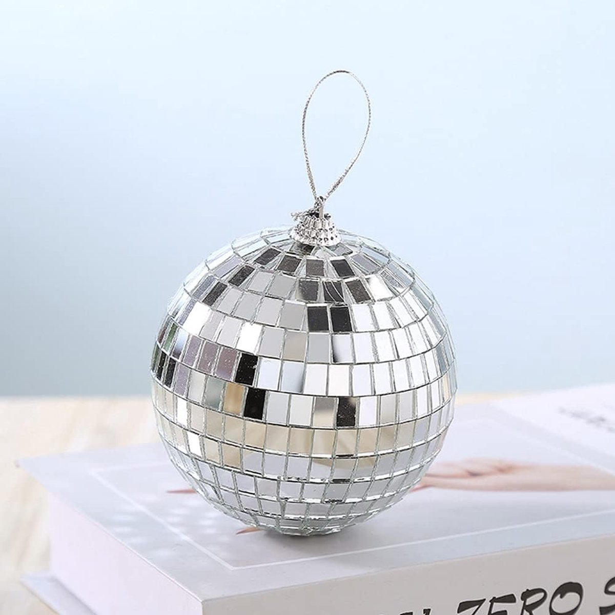 12 1.2-inch silver mirrored disco ball Christmas tree ornaments - suitable for family parties, Christmas decorations for weddings - create light effects — image 5
