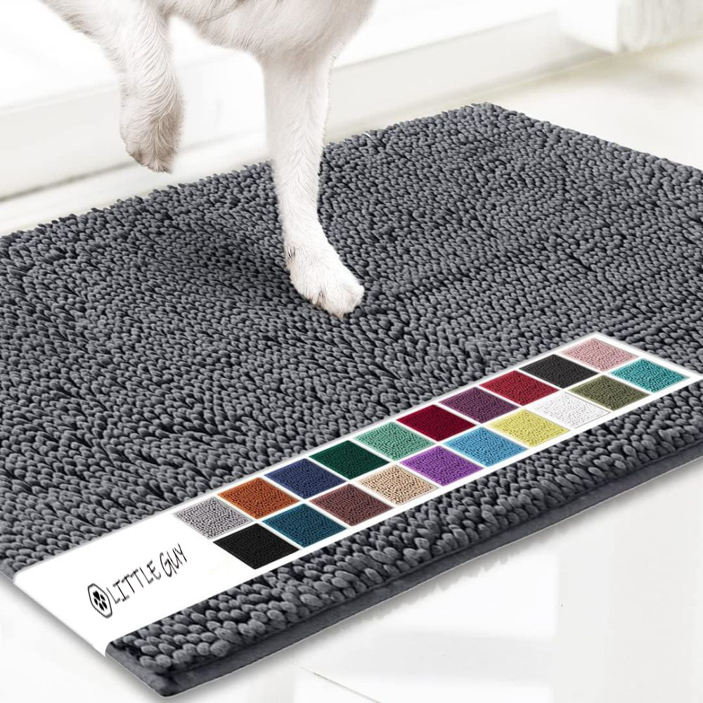 Dark grey 50 × 80 cm Extra-Thick Chenille Floor Mat for Bathrooms and Pet Use – High-Density Absorbent, Non-Slip, Machine-Washable Rug for Dogs and Humans