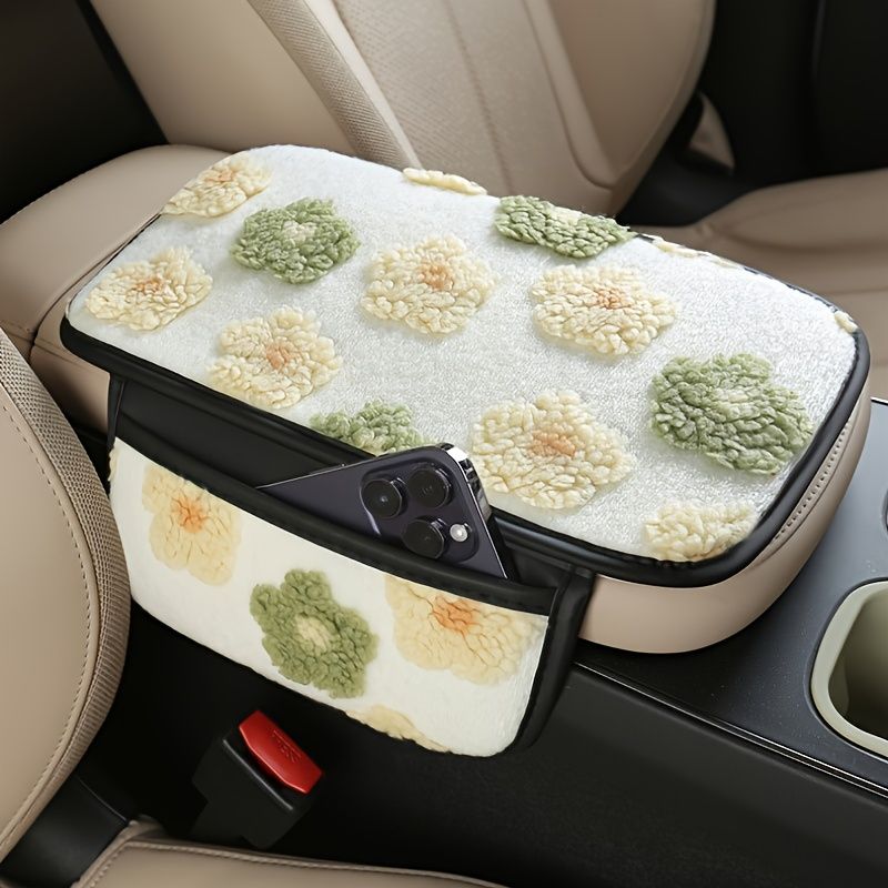 Plush Car Center Armrest Box Cushion, with Storage Bags on Both Sides, Can Store Receipts, Credit Cards, Bills, Warm Hands in Autumn And Winter, Car Interior — image 2