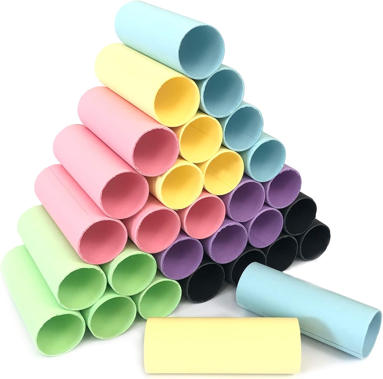 30-Pack Thick Craft Rolls, Multicolored Round Cardboard Tubes for Crafts, 4.5 x 1.5 inches Cardboard Craft Rolls in 6 Colors, Large Classroom Pack Paper Tube