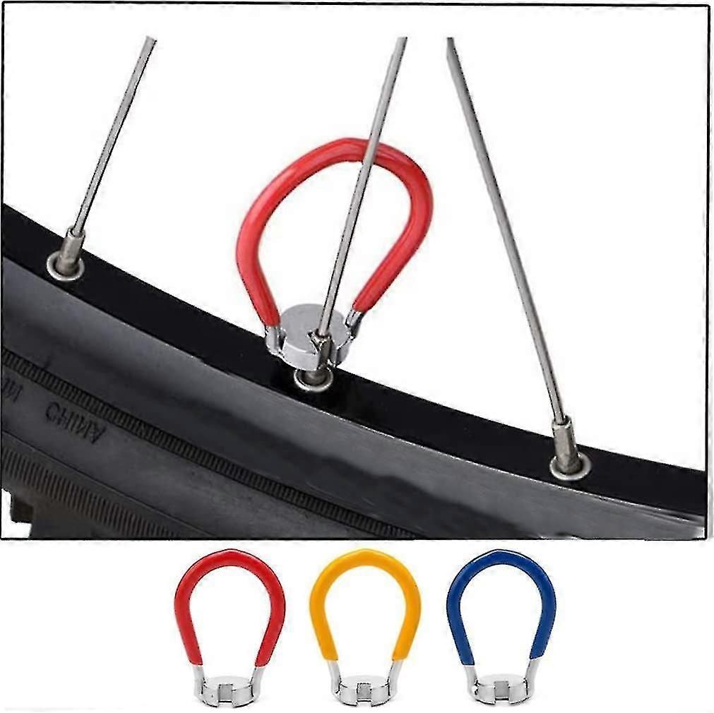 Bicycle Spoke Wrench Wheel Truing Tool Bike Spoke Adjustment Repair Tool Steel Rim Alignment Tool with Rubber Grip - Red โ image 5