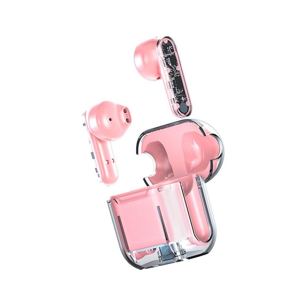 TWS Wireless Earphones 5.3 Bluetooth Headset with Mic HD Sound Auriculares Transparent Cute Half in Ear Headphones -White โ image 3