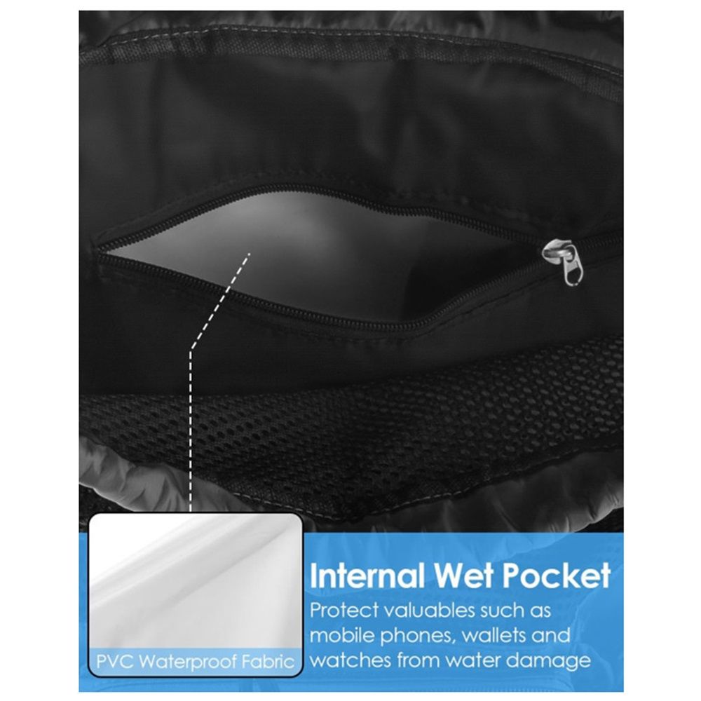 Swim Bag Beach Backpack with Wet Pocket Mesh Drawstring Bags for Swimming, Gym black Mesh Swim Bag Beach Drawstring Backpack, Waterproof Gym Bags for Women and โ image 3