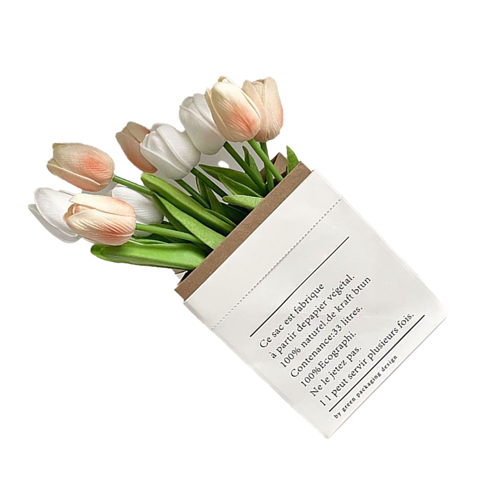 Artificial Flowers Tulipa Style Fine Details Colorfast Vibrant Colors Plastic Flowers for Office Living Room Photography White and Champagne โ image 5