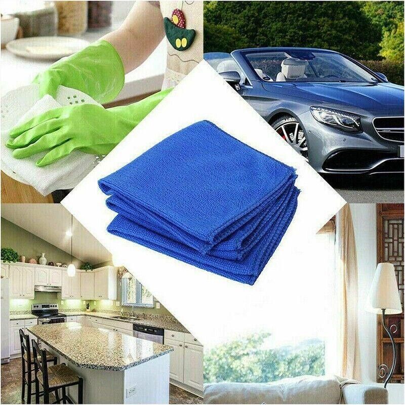 50PCS Blue Microfibre Car Cleaning Cloths 30x30cm Wash Dry Polish Towel Set — image 5