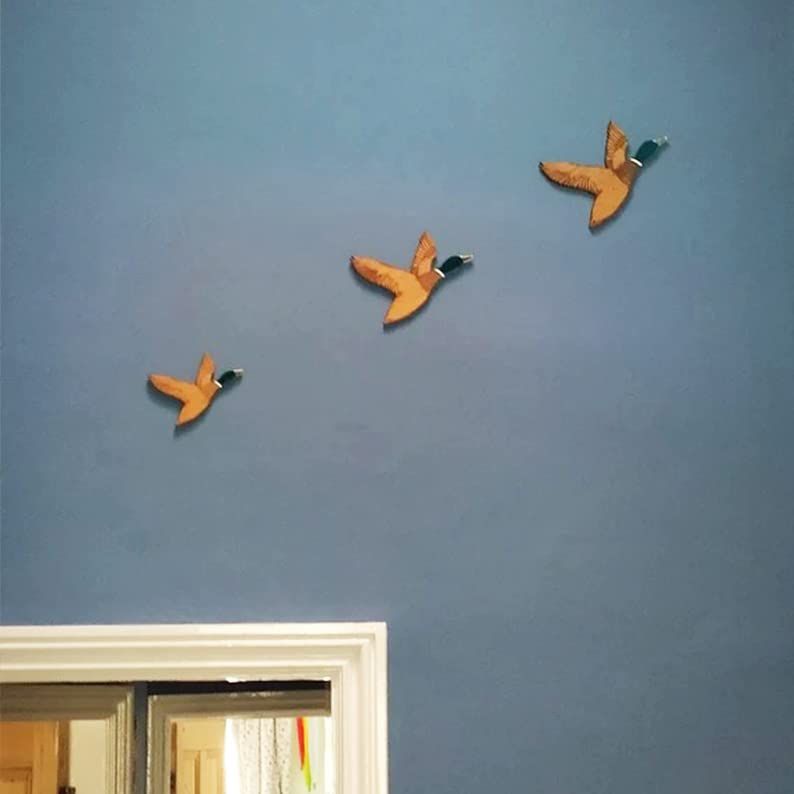 3Pcs Wooden Wall Art Rustic Flying Birds Wall Decor Carved Wood Wall Art For Home Living Room Unique Wood Ducks Wall Decor — image 5